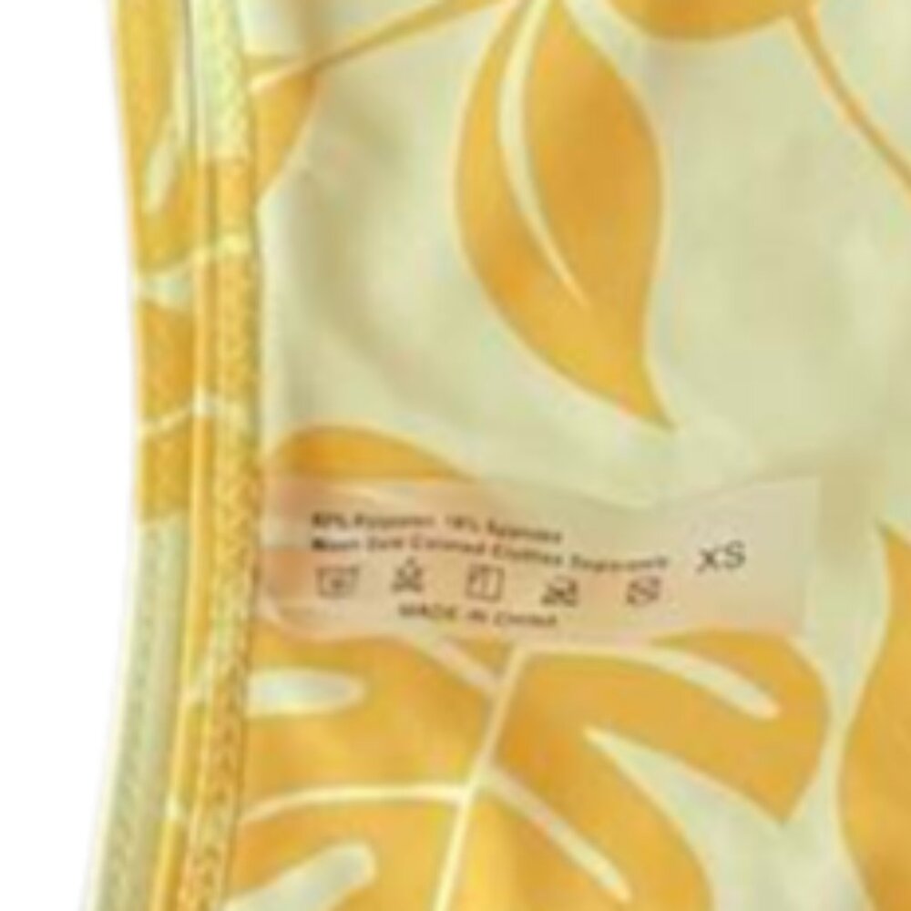 Tropical Yellow Orange String Bikini Bottom XS Floral Swimwear Beachy Y2K - Picture 6 of 8